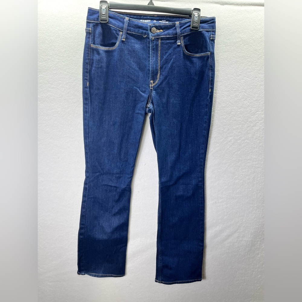 Old Navy Wow Bootcut Jeans Mid Rise Womens 8 Short‎ Blue Denim Stretch cute 2576